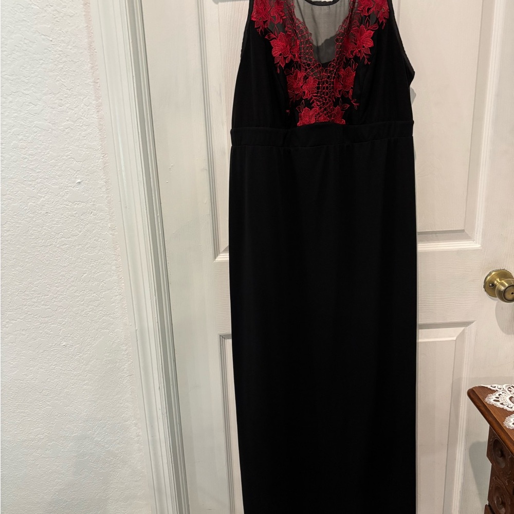 Soma Black Chemise with Red Floral Lace